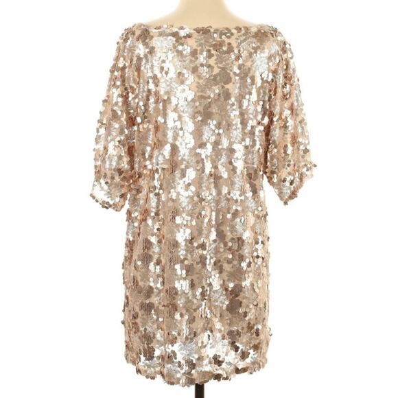 NWT Free People Gold Sequin Shift Dress - Picture 3 of 5
